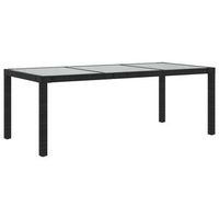 mesa jardin  mesa de exterior vidrio templado ratan sintetico negra 190x90x75 cm