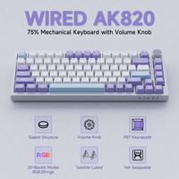 teclado mecanico con cable ajazz ak820 perilla de control de metal cnc estructura de montaje con junta de 81 teclas intercambio en caliente de todas las teclas diseno retroiluminado para juegos y