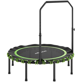 SPORTNOW Trampolín fitness con asidero ajustable, trampolín deportivo para interior y exterior, Stahl, Kunststoff, Grün   Aosom España
