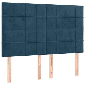 Cabecero De Cama Azul Oscuro 144x5x118/128 Cm Terciopelo Vidaxl