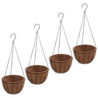 macetas colgantes 4 uds revestimiento coco acero negro o40x63cm vidaxl
