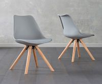 oscar light grey faux leather round leg dining chairs - light grey