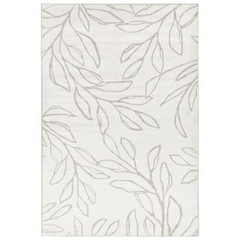 Alfombra Moderna 140 X 200 Cm De Tela Motivo Hojas Sala De Estar Dormitorio Apto Para Calefacción Por Suelo Radiante Base Antideslizante Pelo Corto Beige Claro Bismil