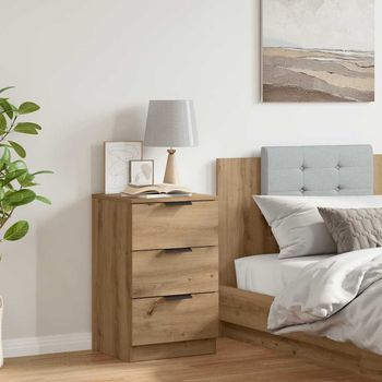 Mesita De Noche - Mueble De Dormitorio - Madera De Ingeniería - Roble Artisan (40x36x65cm)