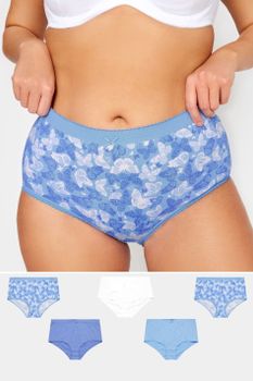 Yours Juego 5 Bragas Algodón Blancas Y Azules Con Mariposas