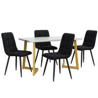 conjunto de mesa de 117 cm con patas doradas y 4 sillas negras