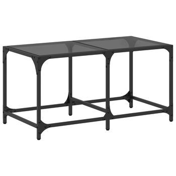 Mesa De Café - Mesa De Centro Superficie De Vidrio Acero Negra 78,5x40x40 Cm