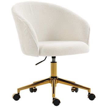 HOMCOM Silla de oficina, sillón de oficina ergonómico regulable en altura, asiento giratorio, base de acero, crema   Aosom España