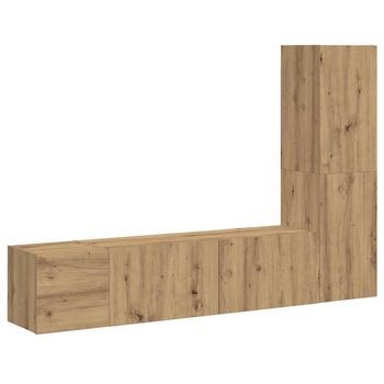 Muebles De Tv | Mueble De Salón | Gabinete De Tv De Pared 3 Uds Madera Ingeniería Roble Artesanal