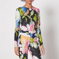 stine goya vanessa floral-print devore-velvet blouse - l