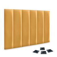 dhome juego de 6 paneles tapizados de polipiel ecologica pack autoadhesivos para pared acusticos absorbentes proteccion mostaza 60x20cm x6