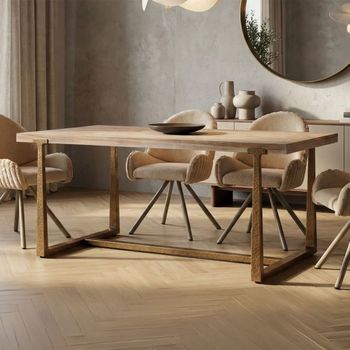 Mesa de comedor rectangular de madera y metal marrón 150x90x78 cm