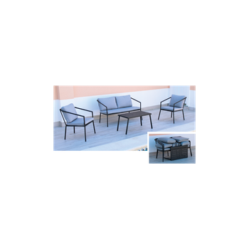 Conjunto De Muebles De Jardín Aluminio Con Sofá Y Sillones