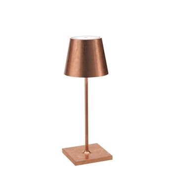 Lámpara De Mesa Led Poldina Pro Mini Copper Leaf Recargable Y Regulable Con Batería De Hasta 12 Horas
