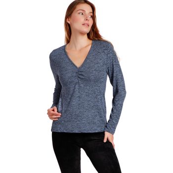 Admas Camiseta manga larga Top de manga larga Nudo para mujer
