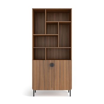 Estantería almacenamiento de melamina en nogal 180x80x32 cm