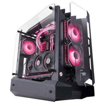 Caja Gaming ATX con Cristal Templado y Diseño Abierto – Semitorre con Soporte RL 240mm, USB-C y Gestión de Cableado – Mars Gaming MC-EDGE