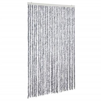 Cortina Mosquitera | Mosquitera Chenilla Blanco Y Gris 118x220 Cm