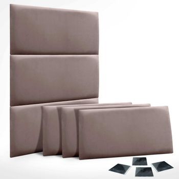 Dhome Juego De 6 Paneles Tapizados De Terciopelo Premium Pack Autoadhesivos Para Pared Acústicos Absorbentes Protección Impactos (marrón, 50x30cm, X6)
