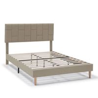 estructura de cama tapizada sorni de 30 cm 90x190 cm beige