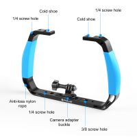 puluz soporte de buceo subacuatico de aleacion de aluminio con doble empunadura de silicona para gopro dji insta360 x5 x4 x3 y otras camaras de accion