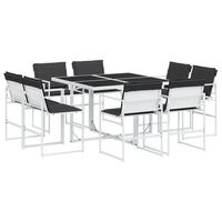 juego de comedor de jardin 9 piezas  mueble de jardin con cojines textilene blanco