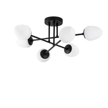 Lámpara De Techo Camflo-10385 Crema Negro Metal Vidrio 81x81x32 Cm