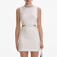self-portrait embellished boucle mini dress - uk 14