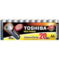 toshiba high power pack de 20 pilas alcalinas aa lr06 15v