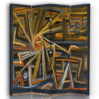 Legendarte - Biombo Radiación Y Rotación - Paul Klee - Separador De Ambientes Para Interiores Cm. 145x170 (4 Paneles)