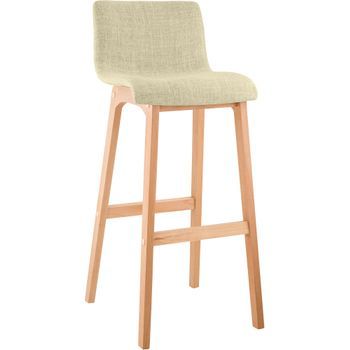 Taburete De Bar Hover De Tela Con Base De Cuatro Patas En Color Natura Crema 46x41x102 Cm Clp