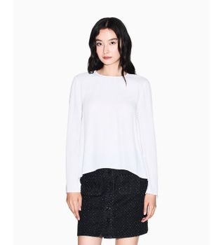 A|X Armani Exchange para mujer. XW001796AF16117U1003 Blusa Move blanco (M), Casual, Viscosa, Manga larga