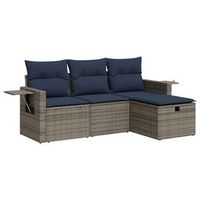 set de sofas de jardin 4 pzas y cojines ratan sintetico gris cfw944791