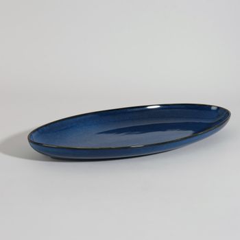 Fuente de cerámica azul 21x48 cm