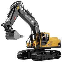 zmx z6833yg rtr 24g 14ch coche rc de aleacion excavadora 3 en 1 cucharon garra taladro camion de construccion luz led s