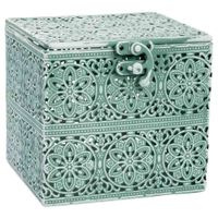 caja de metal verde 13x13x12 cm