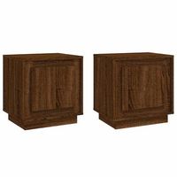 pack 2 uds mesita noche  mesa auxiliar  mesilla madera contrachapada marron roble 44x35x45cm