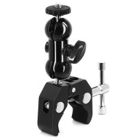 erikole super abrazadera de metal con 360    abrazadera de brazo magico con cabeza de bola doble con orificio de 14 y 38 para monitor de camara dslr microfono de luz led