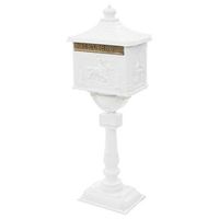 buzon de pedestal de aluminio estilo vintage inoxidable blanco vidaxl