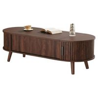 mesa de centro elevable - mesa de salon con almacenamiento oculto - madera oscura