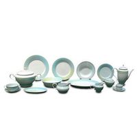 juego de vajilla de lujo de porcelana blanca 83 piezas vecchia diseno moderno azul y verde