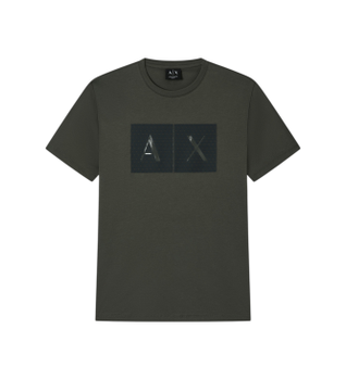 A|X Armani Exchange para hombre. 8NZTCKZ8H4ZM8317 Camiseta Casual verde oscuro (S), Algodón, Manga corta