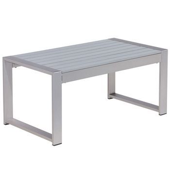Mesa De Centro De Aluminio Gris 90 X 50 Cm Moderno Balcón Terraza Interior Exterior Salerno