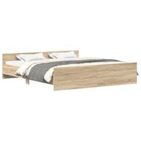 estructura de cama con cabecero piecero roble sonoma 180x200 cm vidaxl