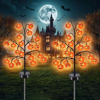 2 piezas 20 led luz solar de calabaza decoracion impermeable de jardin de halloween