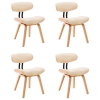 sillas de comedor 4 uds madera curvada y cuero sintetico crema vidaxl
