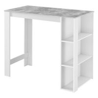 mesa de bar danderyd - mesa de bistro elegante - 120 x 60 x 1055 cm - mesa alta de cocina - con 3 estantes integrados - blanco y efecto hormigon encasa