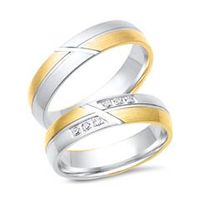 alianzas 14 quilates oro amarillo-blanco 6 diamantes