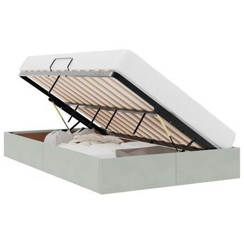 Estructura De Cama Ottoman Gris Claro 120 X 200 Cm Terciopelo Vidaxl