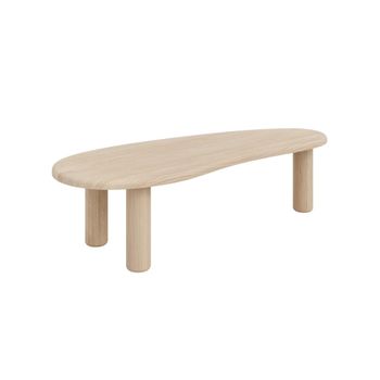 Mesa de centro ovalada en pino macizo natural 130 cm Sin barnizar
